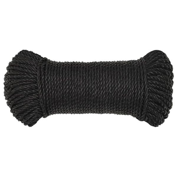 vidaXL Work Rope Black 3 mm 50 m Polypropylene