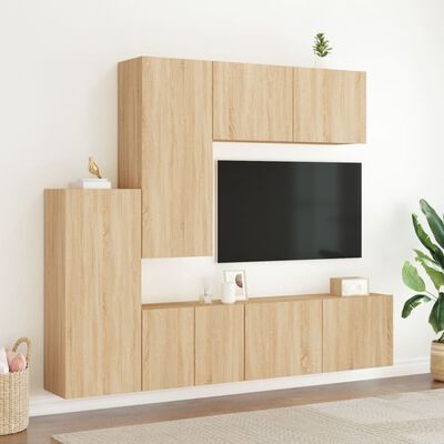 vidaXL 5 Piece TV Wall Units Sonoma Oak Engineered Wood