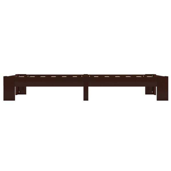 vidaXL Bed Frame without Mattress Dark Brown Solid Pine Wood 100x200 cm