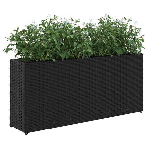 vidaXL Garden Planters with 2 Pots 2 pcs Black 90x20x40 cm Poly Rattan