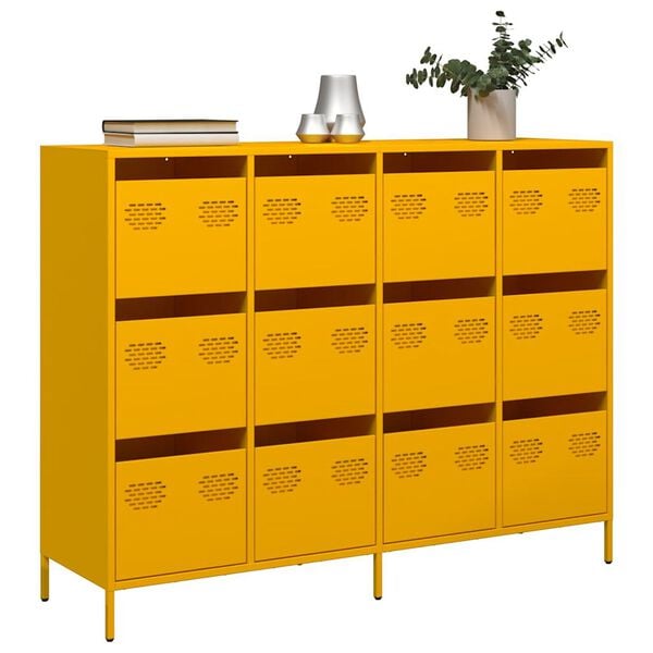 vidaXL Sideboard Mustard Yellow 135x39x103.5 cm Cold-rolled Steel