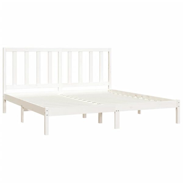 vidaXL Bed Frame without Mattress White Solid Wood Pine 200x200 cm