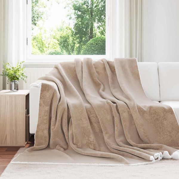 vidaXL Throw Blanket Camel 240 x 270 cm Fleece