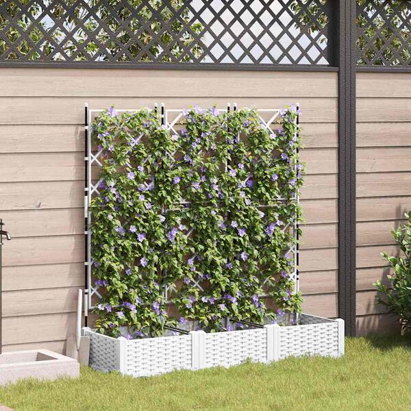 vidaXL Garden Planter 3 pcs White 120 x 40 x 125.5 cm Steel