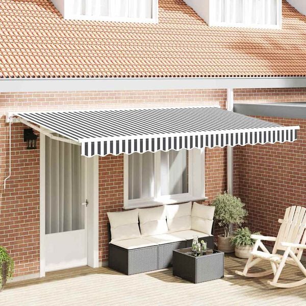 vidaXL Retractable Awning Manual Anthracite and White 400 x 200 cm