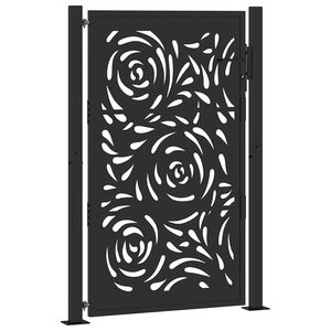 vidaXL Garden Gate Black 100x150 cm Steel Flame Design