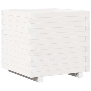 vidaXL Garden Planter White 50x50x49.5 cm Solid Wood Pine