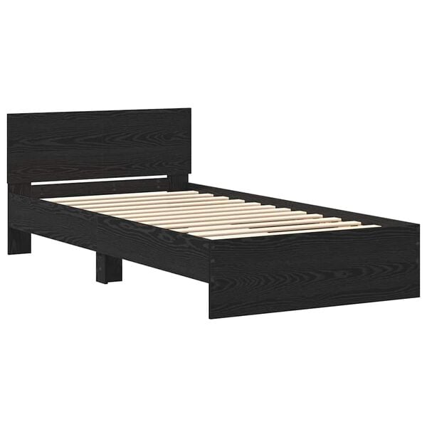 vidaXL Bed Frame Black Oak 203 x 104 x 70 cm Engineered Wood