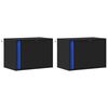 vidaXL Wall-mounted Bedside Cabinets with LED Lights 2 pcs Black