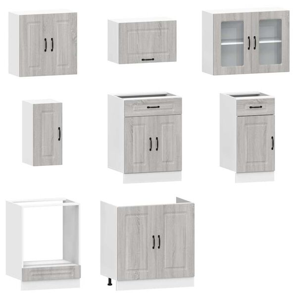 vidaXL 8 Piece Kitchen Cabinet Set Kalmar Grey Sonoma Engineered Wood