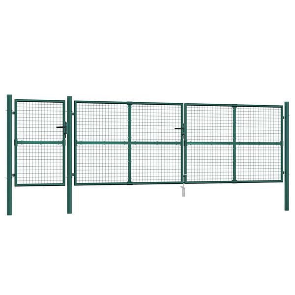 vidaXL Mesh Garden Gate Green 500x125 cm Galvanised Steel