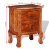 vidaXL Nightstand with Drawers Solid Acacia Wood