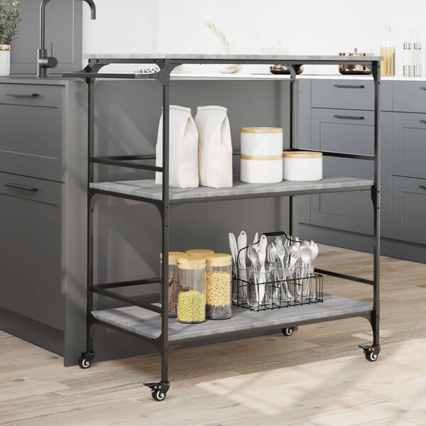 vidaXL Kitchen Trolley Grey Sonoma 100.5x50x105 cm Engineered Wood