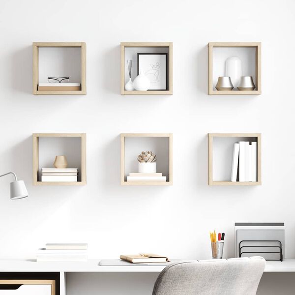vidaXL Wall Cube Shelves 6 pcs Sonoma Oak 22x15x22 cm
