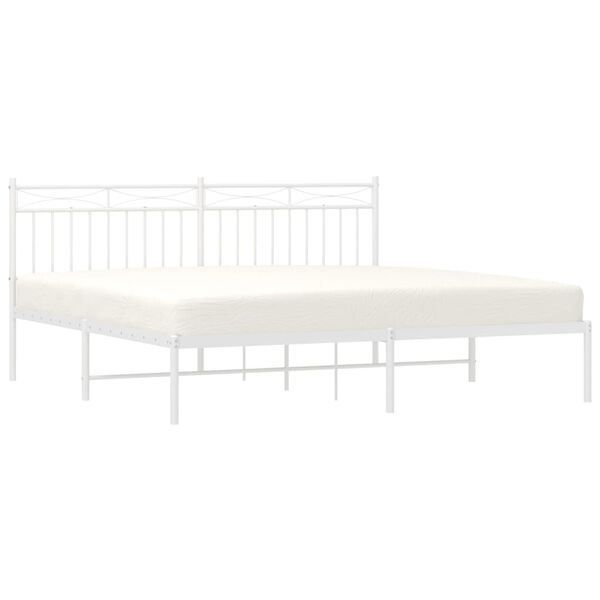 vidaXL Metal Bed Frame without Mattress with Headboard White 180x200cm