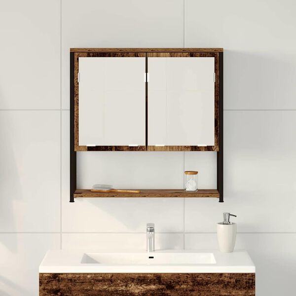vidaXL Bathroom Mirror Cabinet with Shelf Old wood 60 x 16 x 60 cm