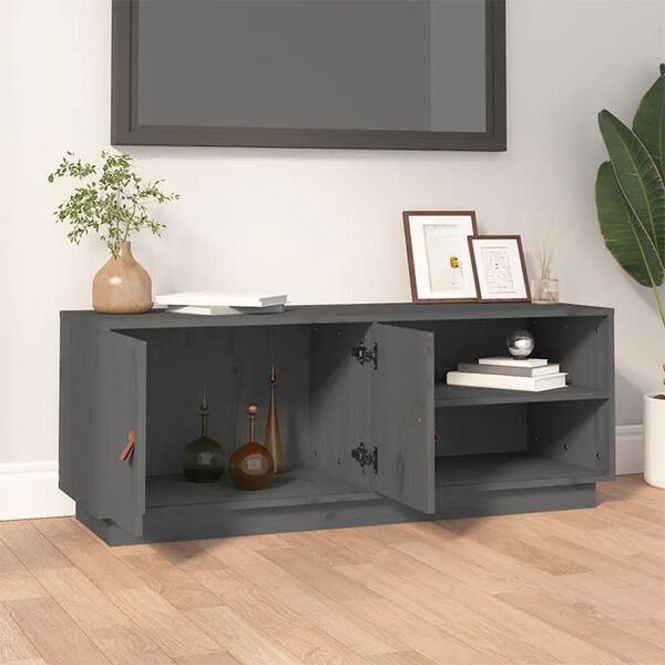 vidaXL TV Cabinet Grey 105x34x40 cm Solid Wood Pine
