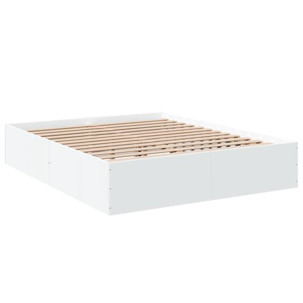 vidaXL Bed Frame without Mattress White 150x200 cm King Size