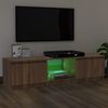 vidaXL TV Cabinet with LED Lights Brown Oak 140x40x35.5 cm