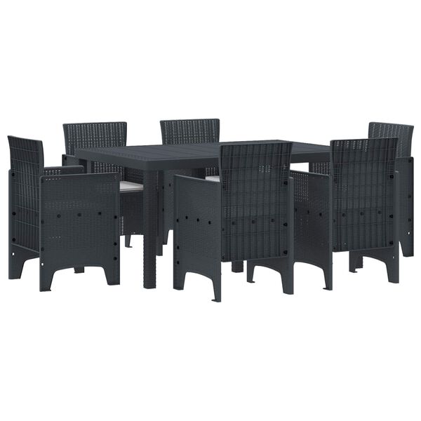 vidaXL Garden Dining Set 7 pcs Anthracite Polt rattan