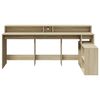 vidaXL Desk with LED Lights Sonoma Oak 200x104x91 cm Engineered Wood