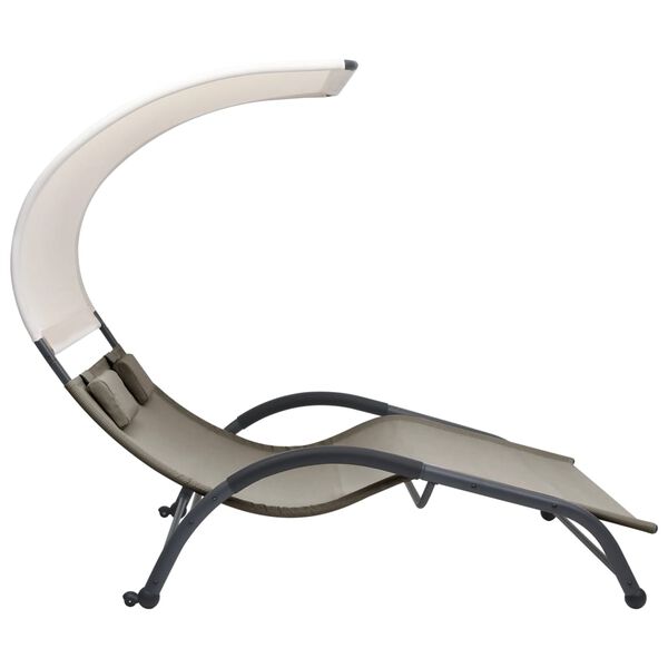 vidaXL Double Sun Lounger with Canopy Textilene Taupe