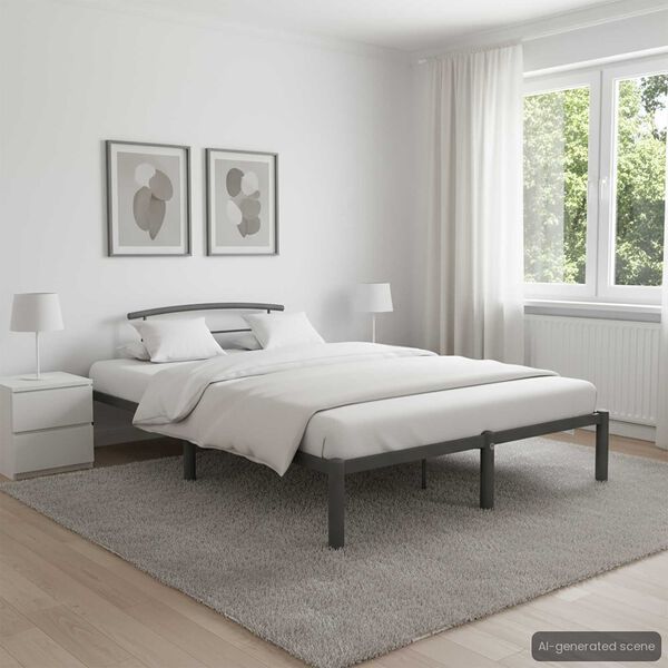 vidaXL Bed Frame without Mattress Grey Metal 160x200 cm