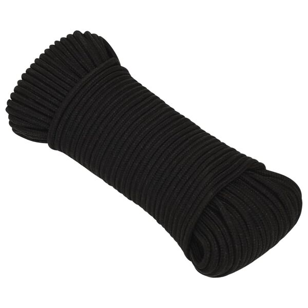 vidaXL Work Rope Black 3 mm 100 m Polyester