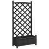 vidaXL Planter | Black | Solid Fir Wood | Medium | Decorative Inlays | Planter