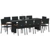vidaXL Garden Dining Set 11 pcs Black Poly Rattan