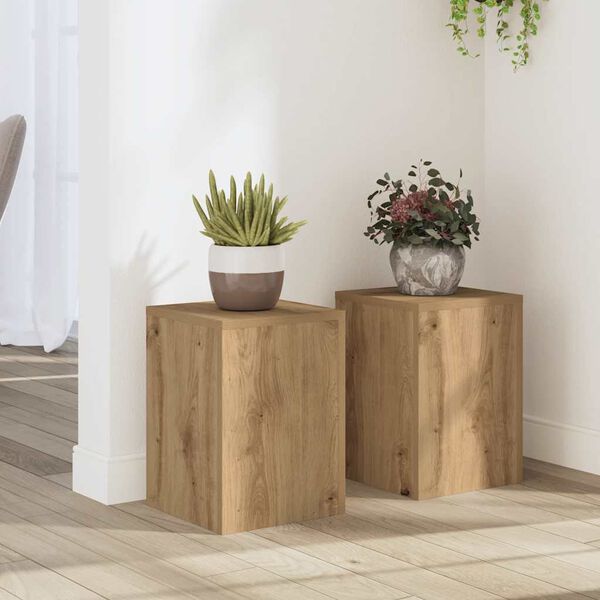 vidaXL Plant Stands 2 pcs Artisan Oak 25x25x35 cm Engineered Wood
