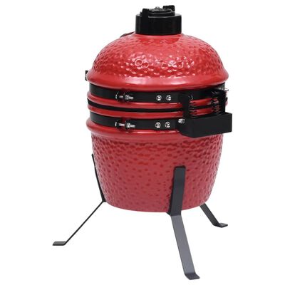 vidaXL 2-in-1 Kamado Barbecue Grill Smoker Ceramic 56 cm Red