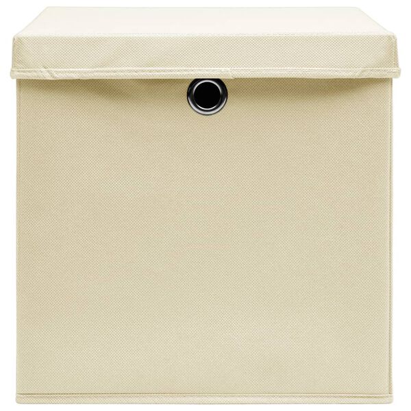vidaXL Storage Boxes with Covers 10 pcs 28x28x28 cm Cream