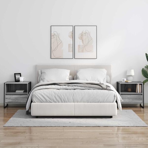 vidaXL Bedside Table Grey Sonoma 50 x 39.5 x 50 cm Engineered Wood