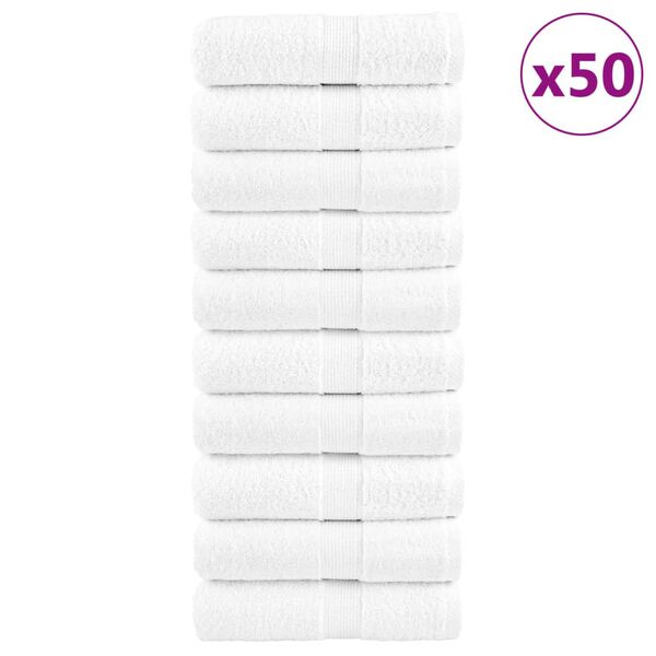 vidaXL Premium Wash Towels "SOLUND" 50 pcs White 30x30 cm 600 gsm