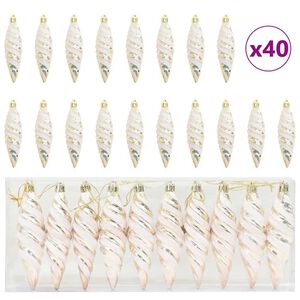 vidaXL Christmas Spiral Shape Ball 40 pcs Champagne 3 x 11 cm Plastic
