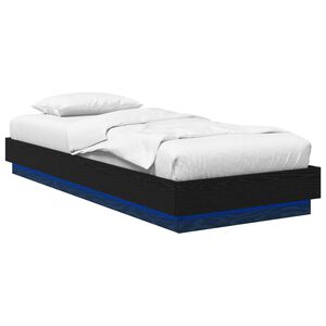 vidaXL Bed Frame with LED Black Oak 80 x 200 cm Engineered Wood