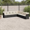 vidaXL 9 Piece Garden Sofa Set with Cushions Black Poly Rattan