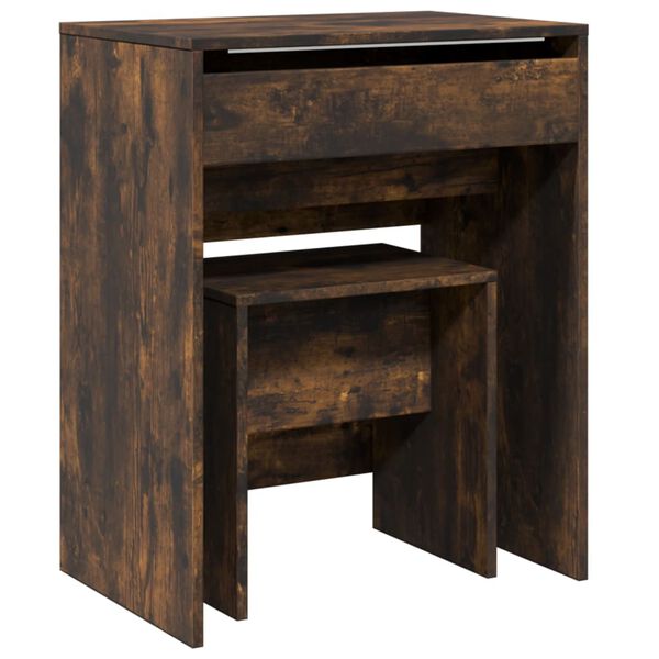 vidaXL Dressing Table and Stool Smoked Oak 60x40x113.5 cm
