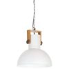 vidaXL Industrial Hanging Lamp 25 W White Round Mango Wood 42 cm E27
