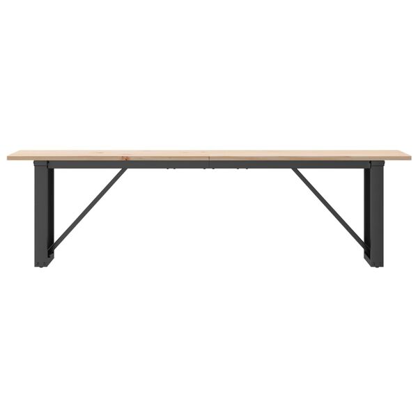 vidaXL Coffee Table O-Frame 160x40x45 cm Solid Wood Pine and Steel