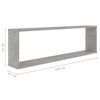 vidaXL Wall Cube Shelf 2 pcs Concrete Grey 100x15x30 cm Engineered Wood