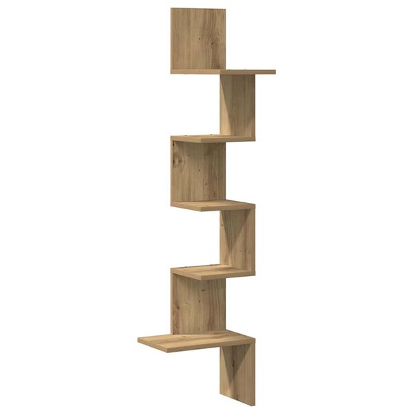 vidaXL Wall Corner Shelf Artisan Oak 32x32x127,5 cm Engineered Wood