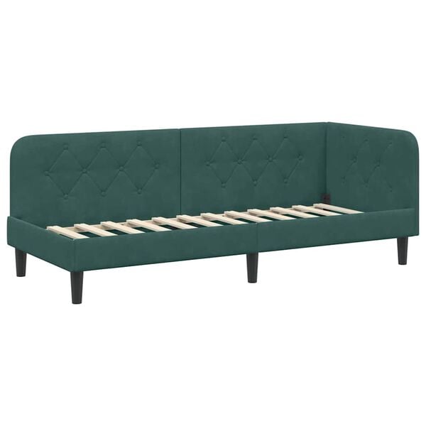 vidaXL Corner Bed Frame with Headboard Dark Green 80 x 200 cm Velvet