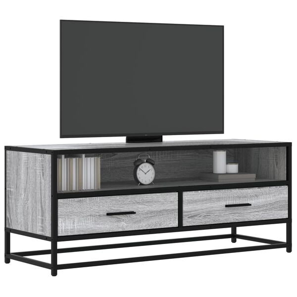 vidaXL TV Cabinet Grey Sonoma 100x34.5x40 cm Engineered Wood and Metal