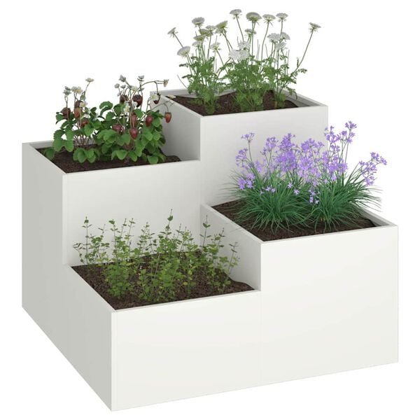 vidaXL Garden Planter White 80 x 80 x 60 cm Steel