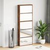 vidaXL Shoe Cabinet with Mirror 5-Layer Smoked Oak 63x17x169.5 cm