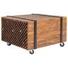 vidaXL Side Table | Brown and Black | Teak Wood | Medium | Rollable | End Table