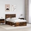 vidaXL Bed Frame with Drawer Smoked Oak 135 x 190 cm Solid Pine Wood