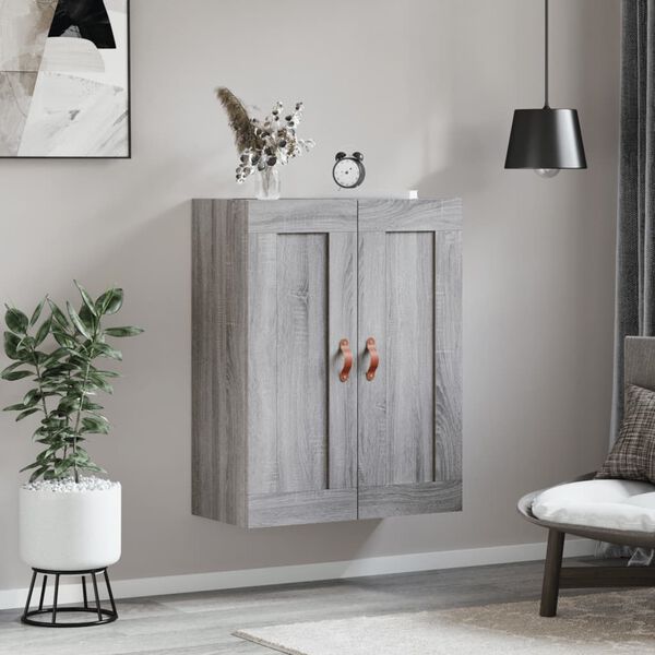 vidaXL Wall Mounted Cabinet Grey Sonoma 69.5x34x90 cm Engineered Wood